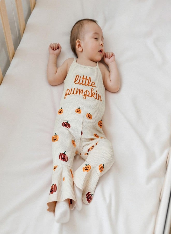 Ayalinggo Baby Girl Halloween Outfit Little Pumpkin Overalls Toddler Romper Spaghetti Strap Jumpsuit Family Matching Outfits Beige Little Pumpkin 6-12 Months - Image 2
